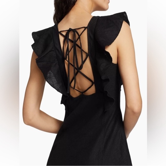 Rails Constance Linen Midi Dress Size Medium In Black - Picture 13 of 15